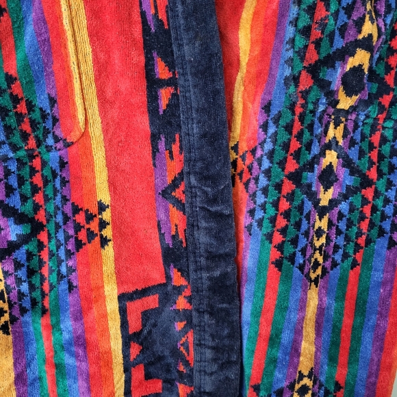 Vintage Ash Creek Trading Aztec Tribal Cotton Terry Cloth Robe One Size - Picture 4 of 9